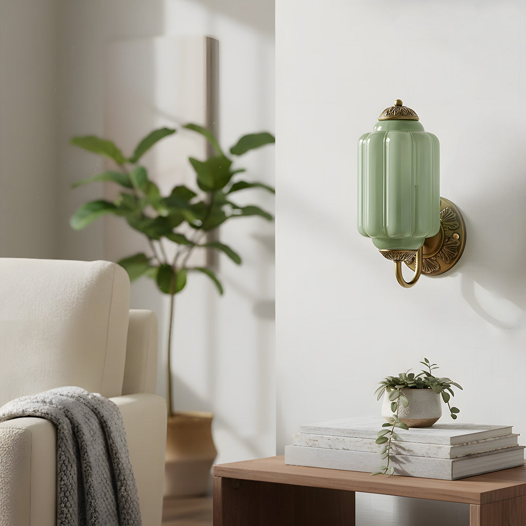 Lumi Vintage Milk Glass Oiled Brass Eloise Sconce