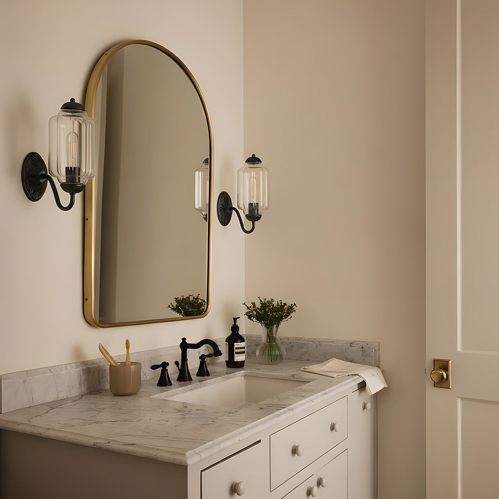 Lumi Vintage Milk Glass Oiled Brass Eloise Sconce