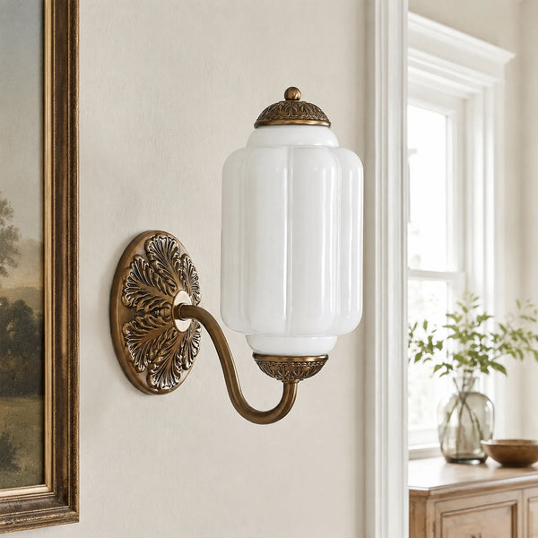Lumi Vintage Milk Glass Oiled Brass Eloise Sconce