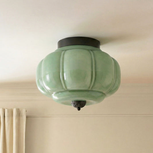 Lumi Vintage Milk Glass Semi Flush Mount Eloise Ceiling Light