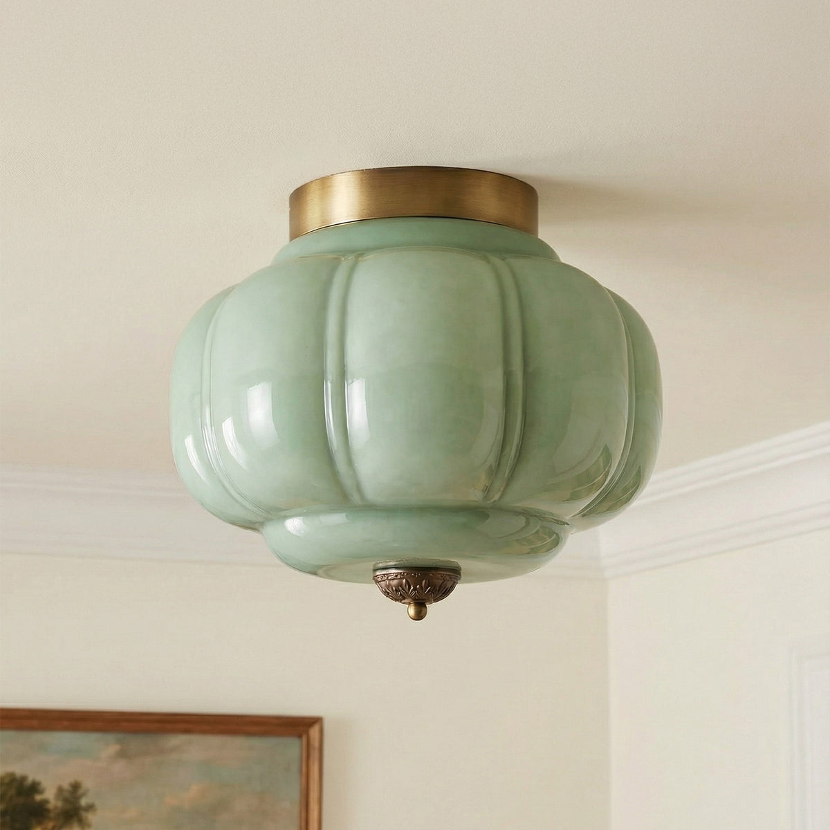 Eloise milk glass semi-flush ceiling light