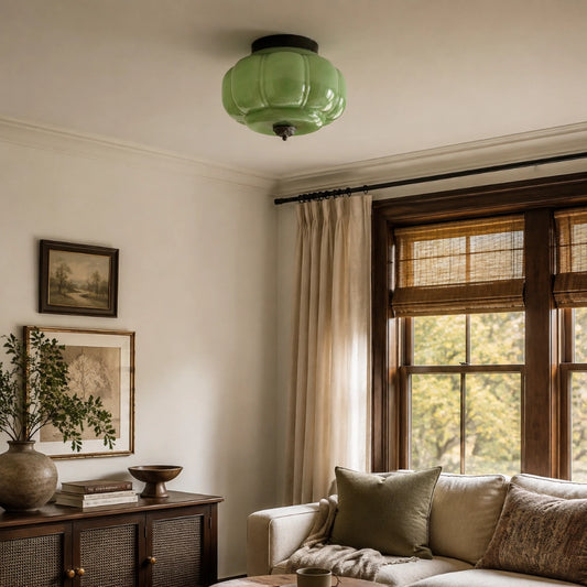 Lumi Vintage Milk Glass Semi Flush Mount Eloise Ceiling Light