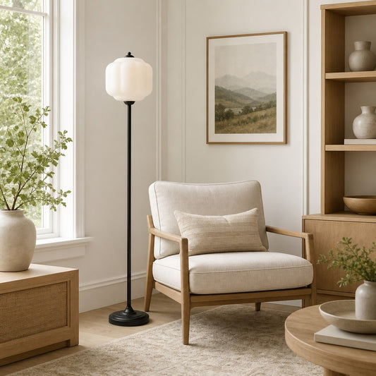 Lumi Vintage Opal Textured Glass Eloise Floor Light