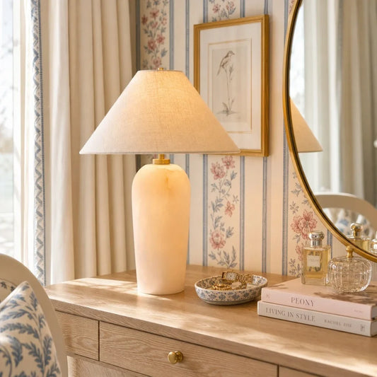 Cecily Transitional Alabaster Table Lamp