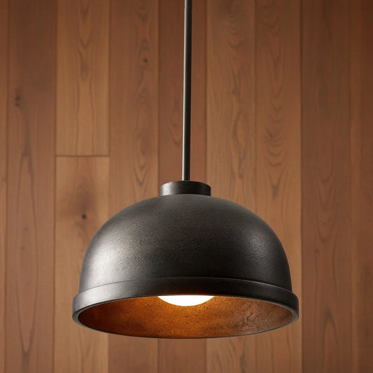 Mabel Black Cast Aluminum Dome Pendant Light