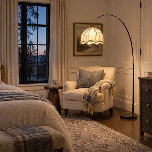Malcolm Elegant Fabric Shade Floor Lamp