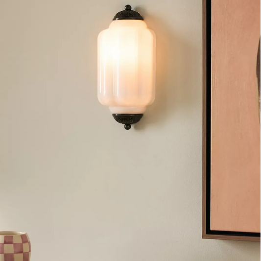 Mania Vintage Antique Milk Glass Flush Eloise Sconce