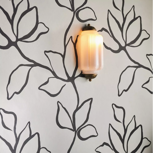 Mania Vintage Antique Milk Glass Flush Eloise Sconce