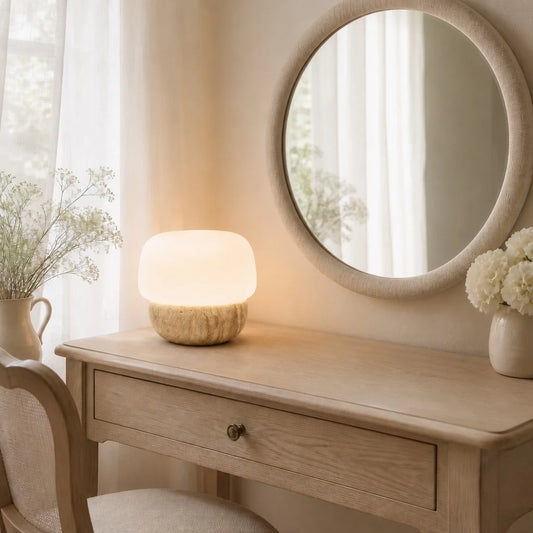 Marcel Modern Travertine Mushroom Table Light