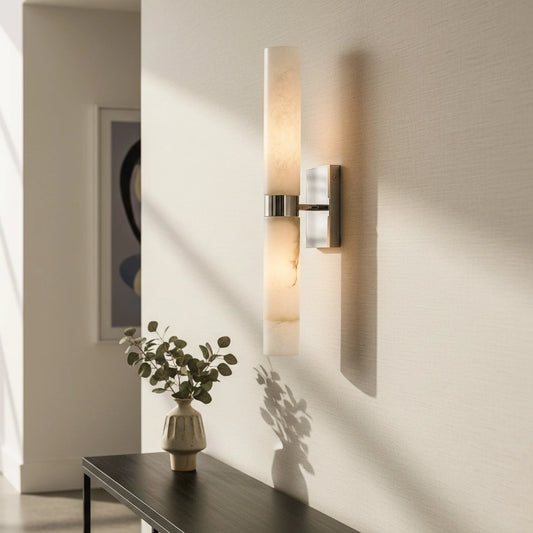 Marcellus Modern Alabaster Double Tube Wall Sconce