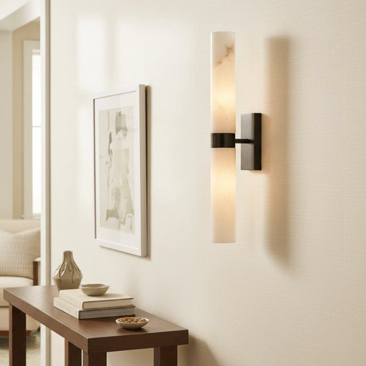 Marcellus Modern Alabaster Double Tube Wall Sconce