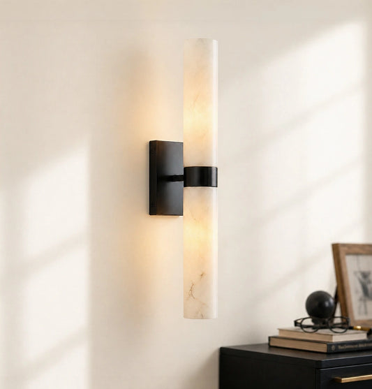 Applique murale double tube en albâtre moderne Marcellus 