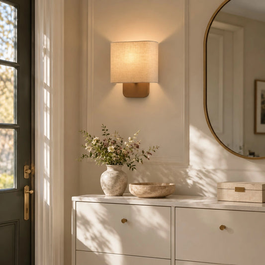 Maris Modern Linen Shade Metal Wall Sconce