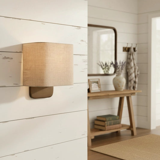 Maris Modern Linen Shade Metal Wall Sconce