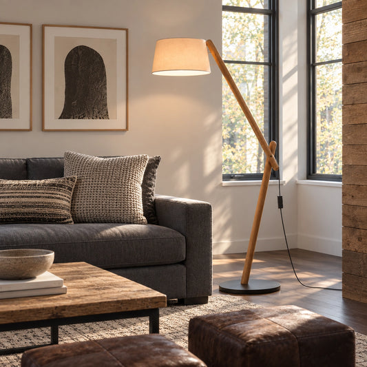 Matilda Fabric Shade Wood Floor Lamp