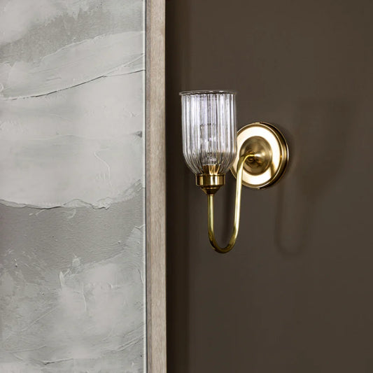 Menae Vintage Industrial Cylinder Ribbed Glass Wall Sconce