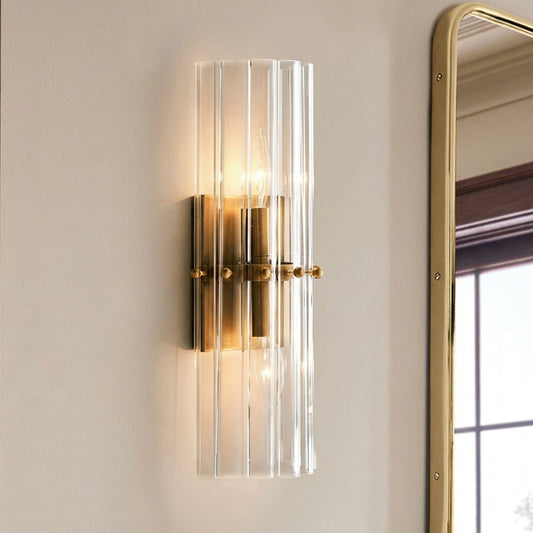 Merrick Luxury Ribbed Crystal Double Sconce