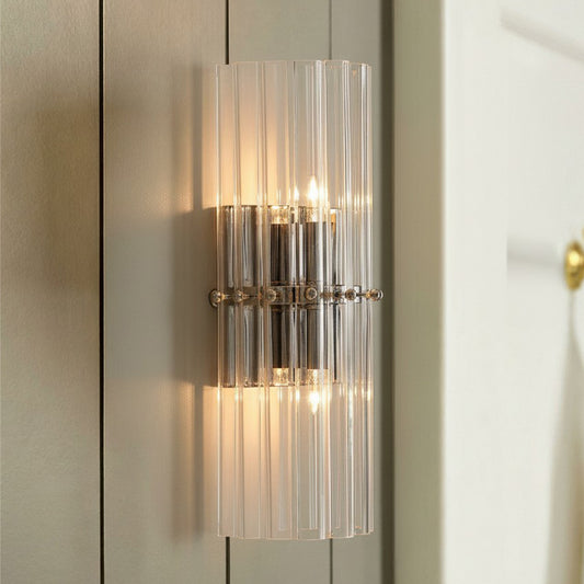 Merrick Luxury Ribbed Crystal Double Sconce