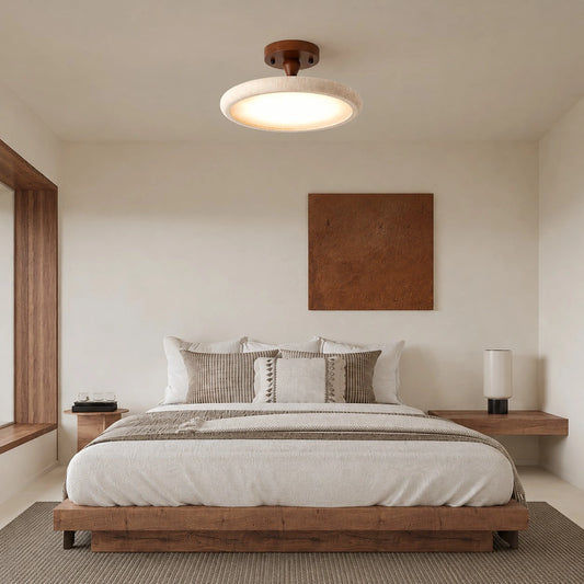 Merryn Travertine Wood LED Semi-Flush Mount Ceiling Light