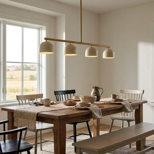 Emery Brass Metal Dome Linear Chandelier