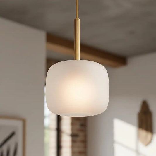 Milara Modern Brass Frosted Glass Pendant Light