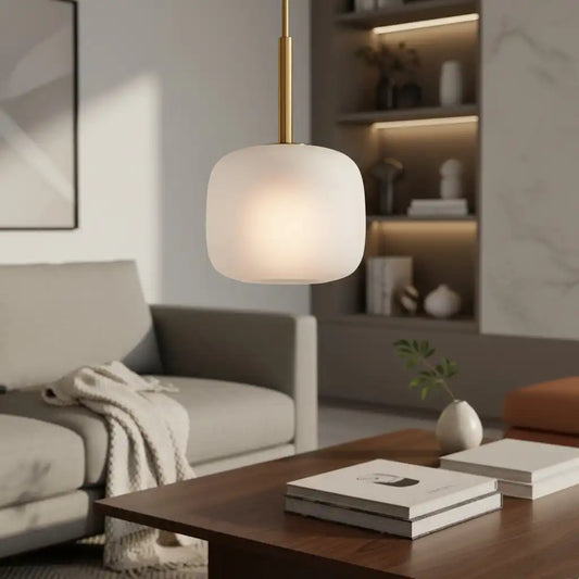 Milara Modern Brass Frosted Glass Pendant Light