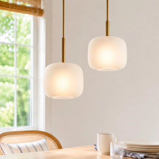 Suspension moderne Milara en laiton et verre dépoli 