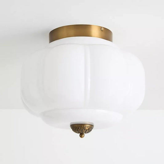 Lumi Vintage Milk Glass Semi Flush Mount Eloise Ceiling Light