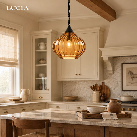 Milo Ribbed Colored Glass Pendant Light