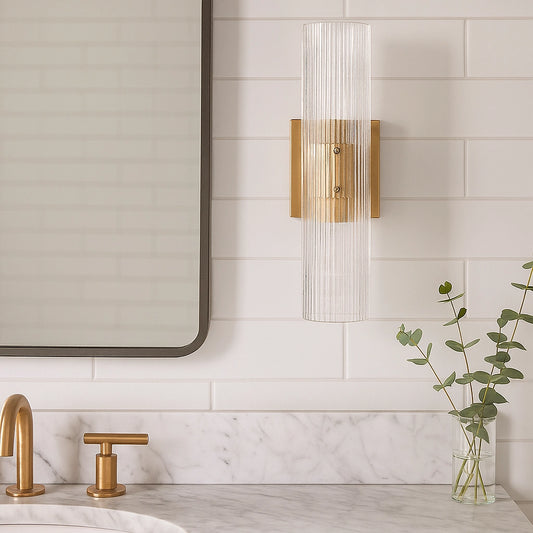Milo Modern Ribbed Glass Column Wall Light