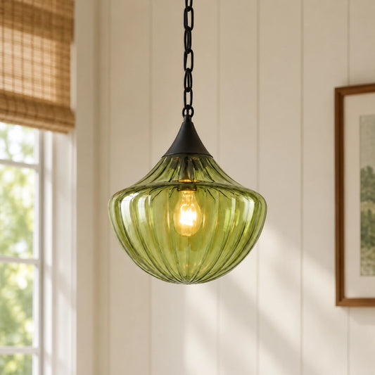 Milo Ribbed Colored Glass Pendant Light