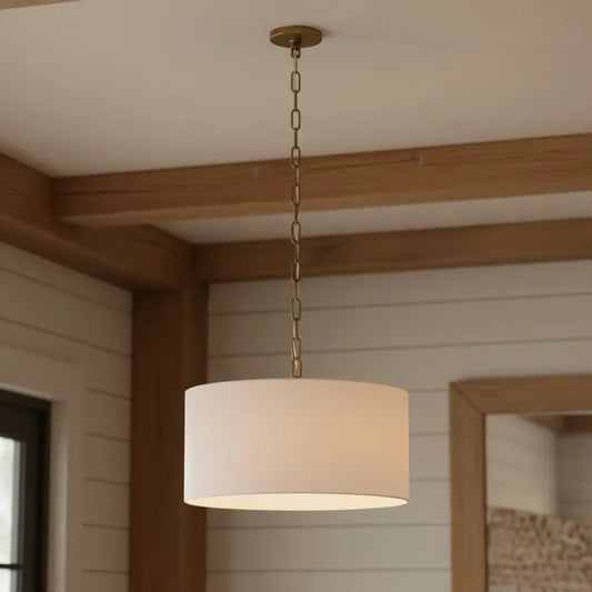 Mirenna Modern Farmhouse Linen Drum Pendant Light