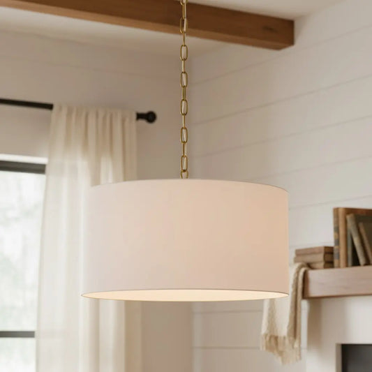 Mirenna Modern Farmhouse Linen Drum Pendant Light