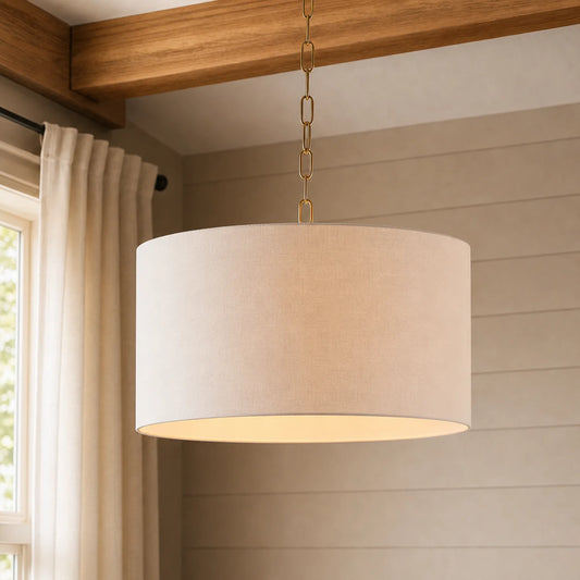 Mirenna Modern Farmhouse Linen Drum Pendant Light