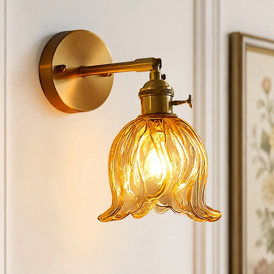 Miruna Vintage Floral Glass Wall Sconce
