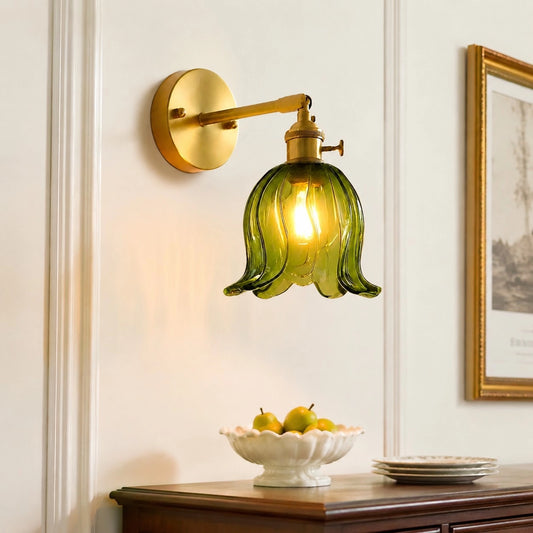 Miruna Vintage Floral Glass Wall Sconce