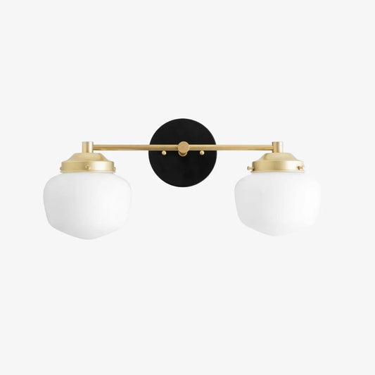 Modern Industrial Art Deco Milk Glass Vanity Light