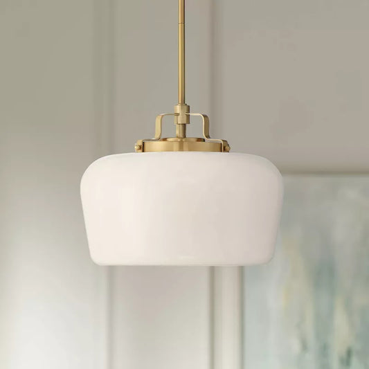 Modern Antique Brass 3-Light Opal White Glass Shade Pendant Light Kitchen Island