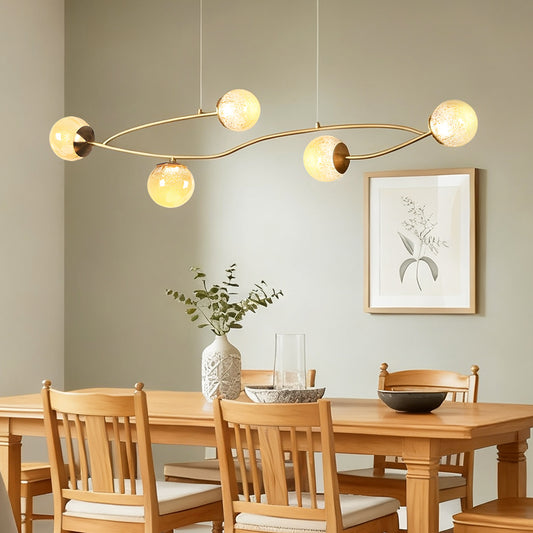 Modern 5 Light Glod Led Cracked Glass Globe Chandelier