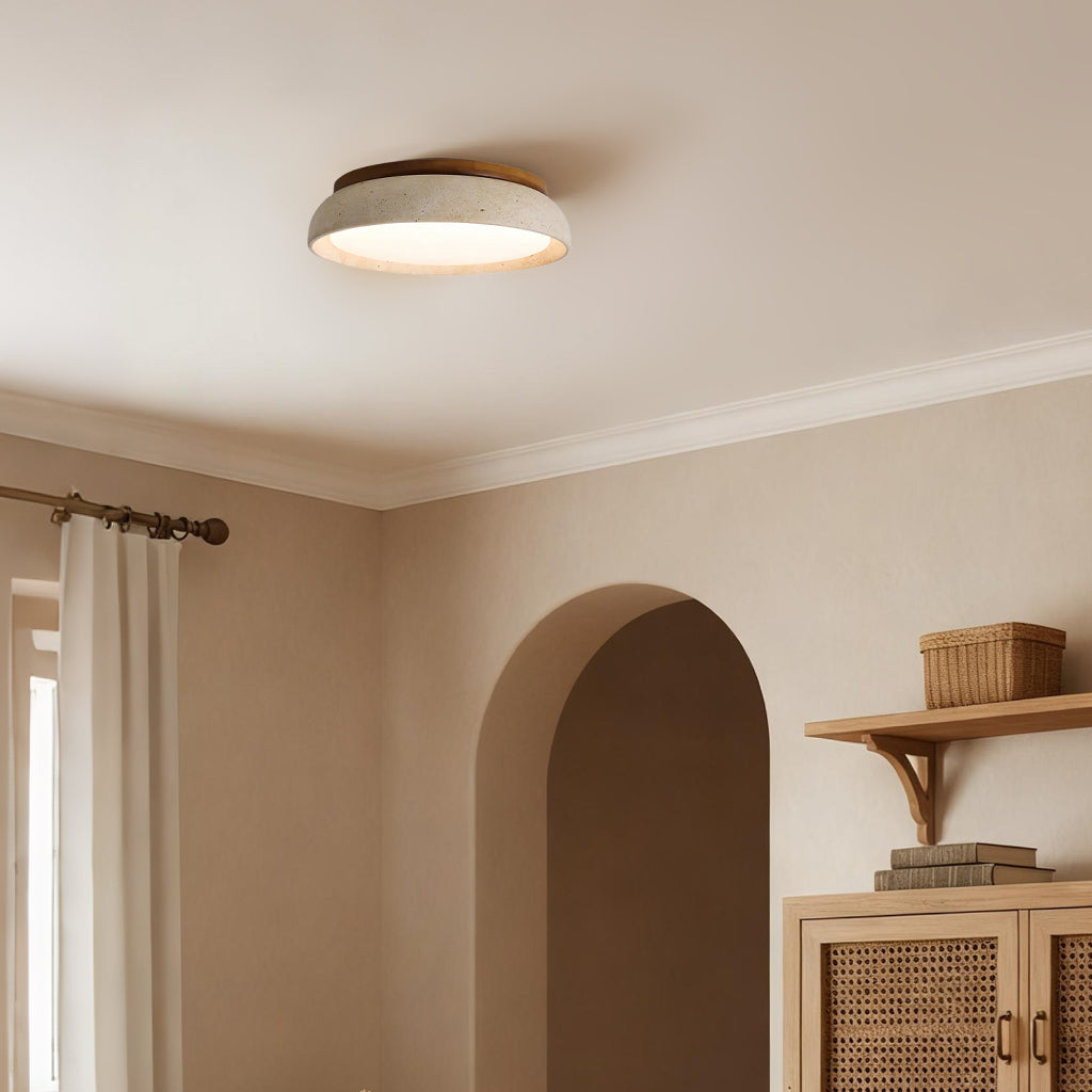 Modern Scandinavian Travertine Flush Mount Ceiling Light