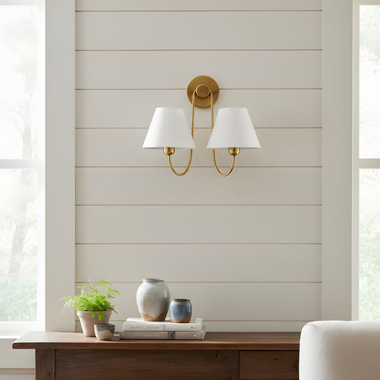Morpheus Contemporary Linen Shade Swoop Sconce