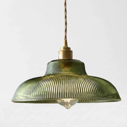 Moss Vintage Ribbed Glass Bowl Pendant Light