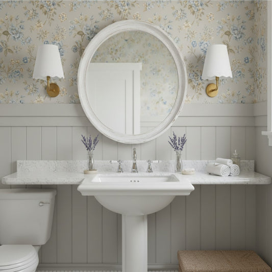 Neptune Rechargeable Scalloped-shape Linen Wall Sconce