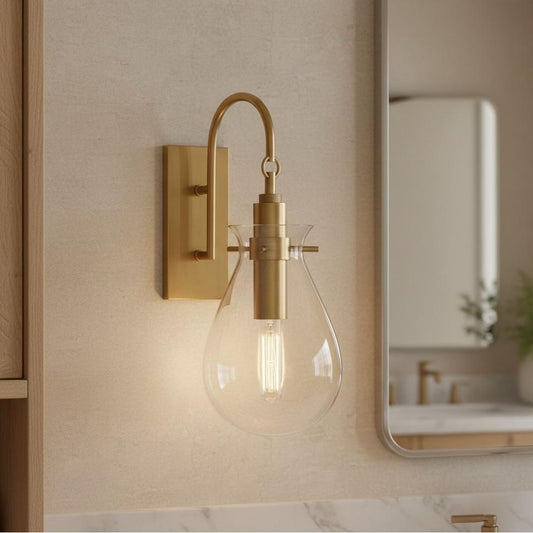 Nerites Industrial Teardrop Shade Clear Glass Wall Sconce