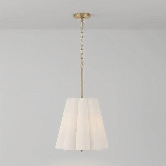 Nevan Modern Scalloped Linen 3-Light Pendant Light