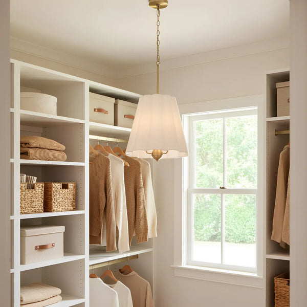 Nevan Modern Scalloped Linen 3-Light Pendant Light