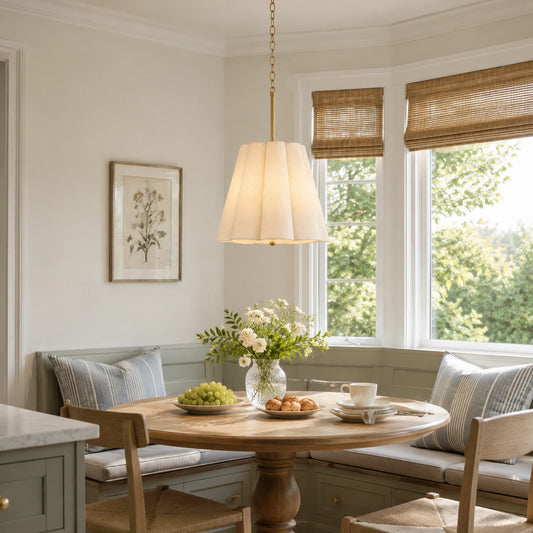 Nevan Modern Scalloped Linen 3-Light Pendant Light