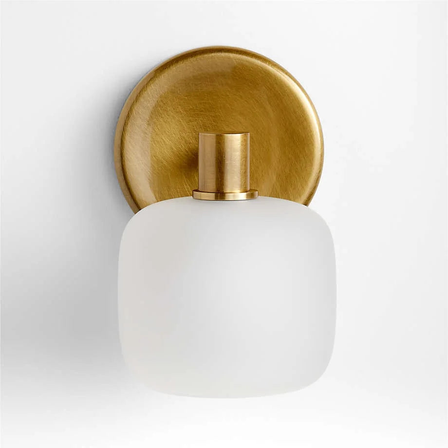Nomos Modern Cylinder Brass Frosted Glass Wall Sconce