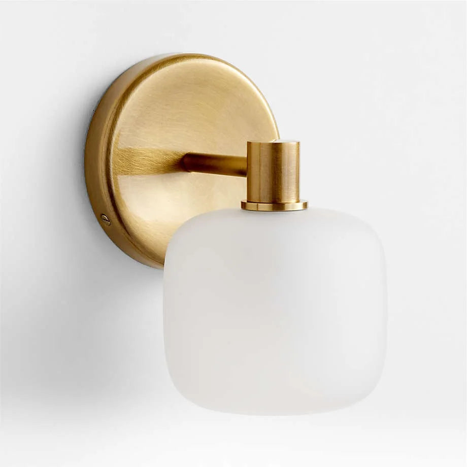Nomos Modern Cylinder Brass Frosted Glass Wall Sconce