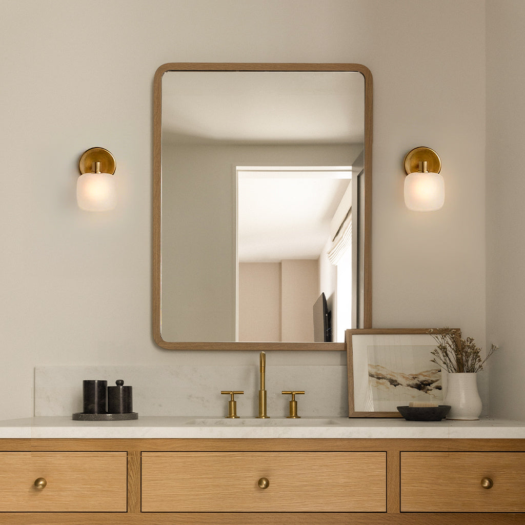 Nomos Modern Cylinder Brass Frosted Glass Wall Sconce